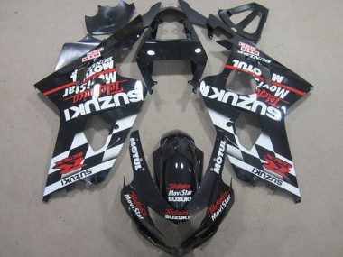 2004-2005 Suzuki GSXR 600 Motorcycle Fairings - Glossy Black Red White Telefonica MoviStar UK