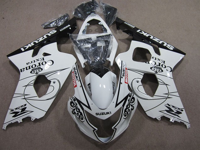 2004-2005 Suzuki GSXR 600 Motorcycle Fairings - White Black Corona Extra Motul UK