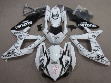 2008-2010 Suzuki GSXR 600 Motorcycle Fairings - White Black Corona Extra Motul 8 UK