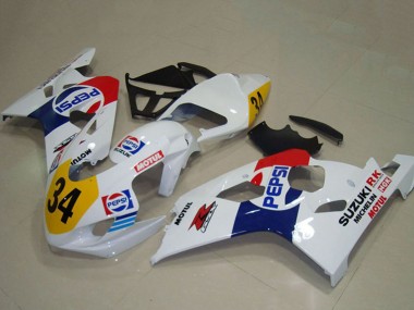2004-2005 Suzuki GSXR 750 Motorcycle Fairings - White Blue Red Yellow Pepsi 34 UK