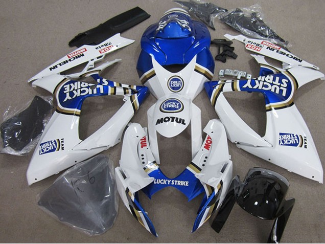 2006-2007 Suzuki GSXR 750 Motorcycle Fairings - White Blue Michelin Motul Lucky Strike UK