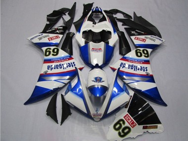 2009-2011 Yamaha YZF R1 Motorcycle Fairings - White Blue Black Sterilgarda SCALZ 69 UK